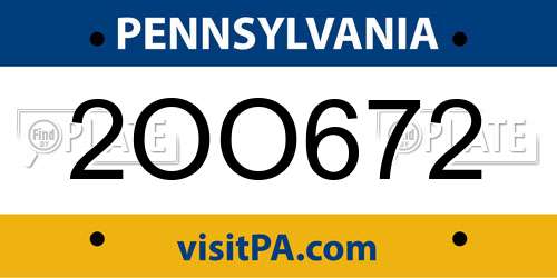 2OO672 Pennsylvania License Plate