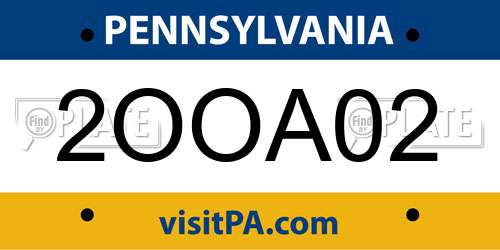 2OOA02 Pennsylvania License Plate