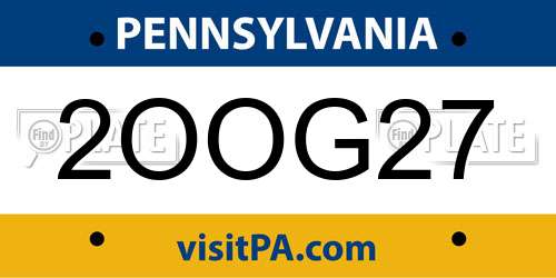 2OOG27 Pennsylvania License Plate