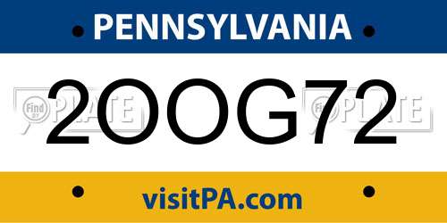 2OOG72 Pennsylvania License Plate