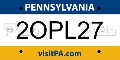 2OPL27 Pennsylvania License Plate