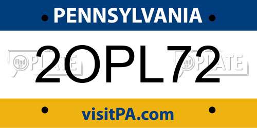 2OPL72 Pennsylvania License Plate