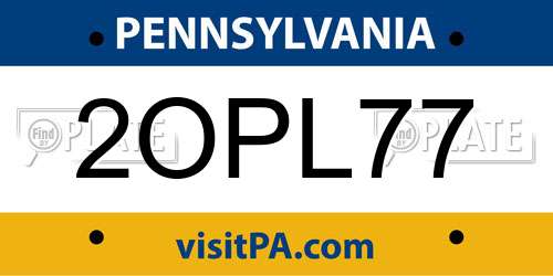 2OPL77 Pennsylvania License Plate