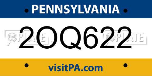 2OQ622 Pennsylvania License Plate