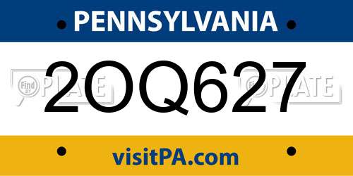 2OQ627 Pennsylvania License Plate