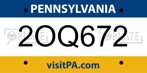 2OQ672 Pennsylvania License Plate