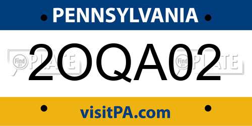 2OQA02 Pennsylvania License Plate
