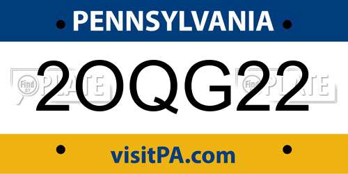 2OQG22 Pennsylvania License Plate