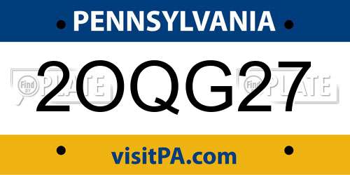 2OQG27 Pennsylvania License Plate