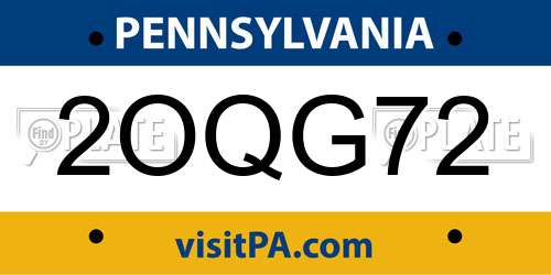2OQG72 Pennsylvania License Plate