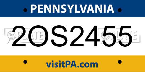 2OS2455 Pennsylvania License Plate