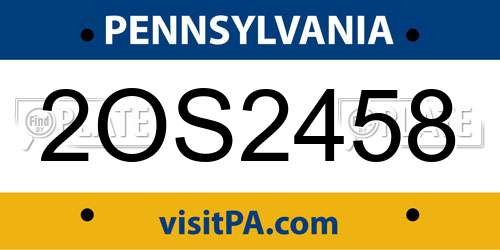 2OS2458 Pennsylvania License Plate