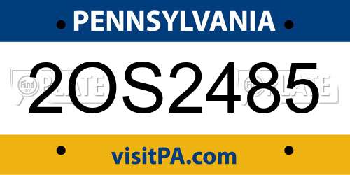 2OS2485 Pennsylvania License Plate