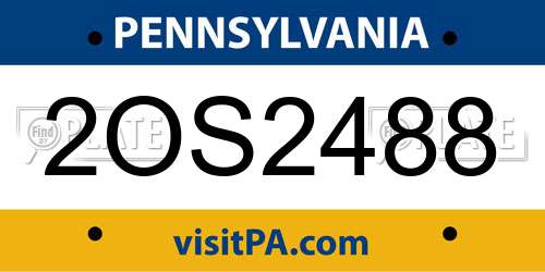 2OS2488 Pennsylvania License Plate