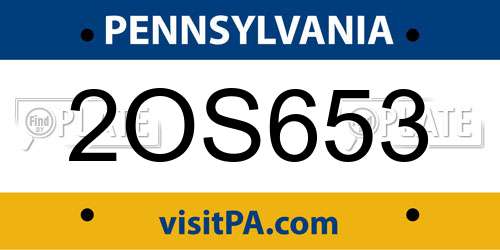 2OS653 Pennsylvania License Plate