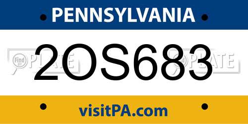 2OS683 Pennsylvania License Plate