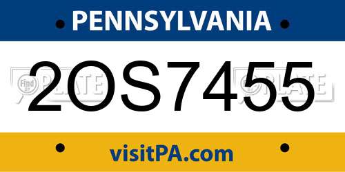 2OS7455 Pennsylvania License Plate