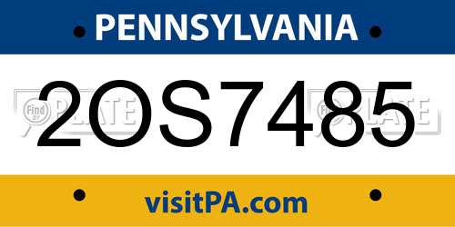 2OS7485 Pennsylvania License Plate