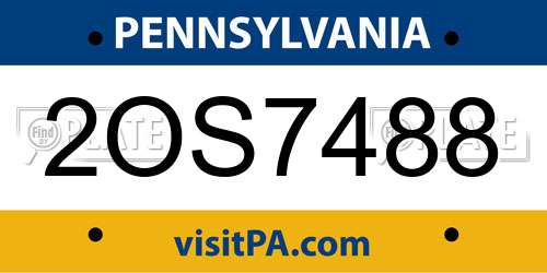 2OS7488 Pennsylvania License Plate