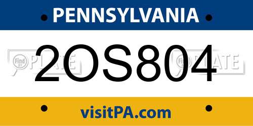 2OS804 Pennsylvania License Plate