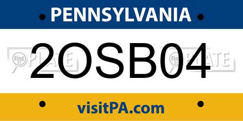 2OSB04 Pennsylvania License Plate