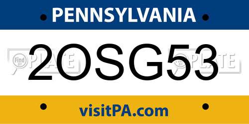 2OSG53 Pennsylvania License Plate