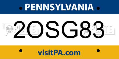 2OSG83 Pennsylvania License Plate
