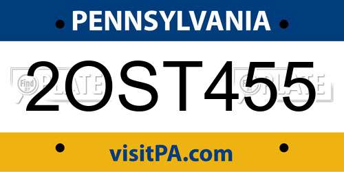 2OST455 Pennsylvania License Plate