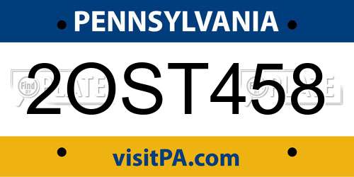 2OST458 Pennsylvania License Plate