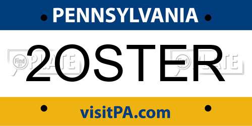 2OSTER Pennsylvania License Plate