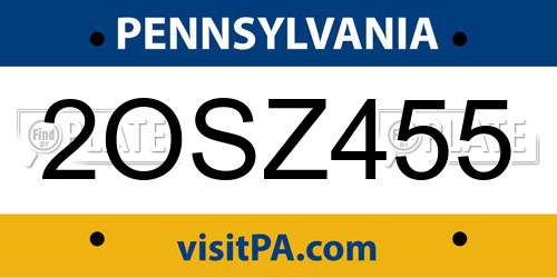 2OSZ455 Pennsylvania License Plate