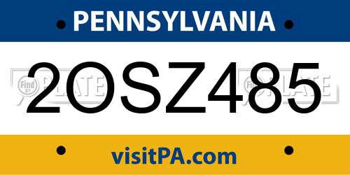 2OSZ485 Pennsylvania License Plate