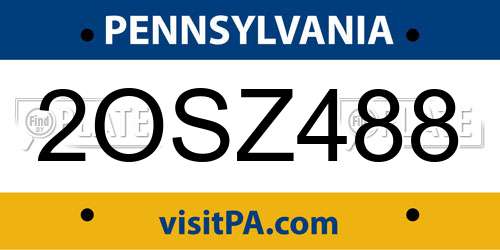 2OSZ488 Pennsylvania License Plate
