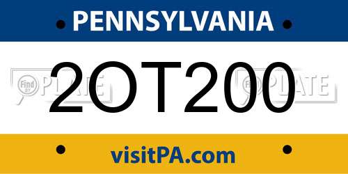 2OT200 Pennsylvania License Plate