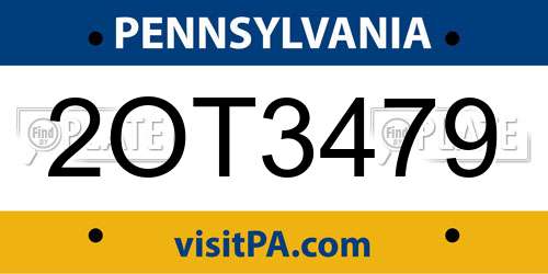 2OT3479 Pennsylvania License Plate