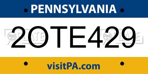 2OTE429 Pennsylvania License Plate