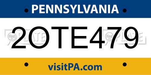 2OTE479 Pennsylvania License Plate