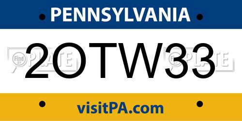 2OTW33 Pennsylvania License Plate