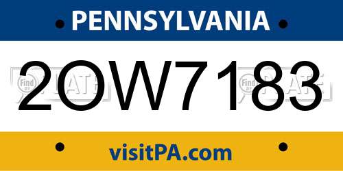 2OW7183 Pennsylvania License Plate