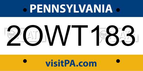 2OWT183 Pennsylvania License Plate