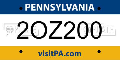 2OZ200 Pennsylvania License Plate