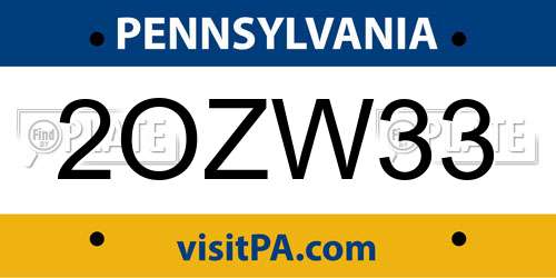 2OZW33 Pennsylvania License Plate