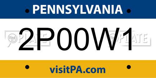 2P00W1 Pennsylvania License Plate