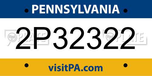 2P32322 Pennsylvania License Plate