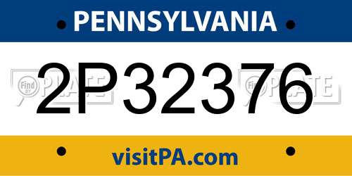 2P32376 Pennsylvania License Plate