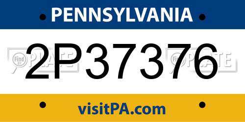 2P37376 Pennsylvania License Plate