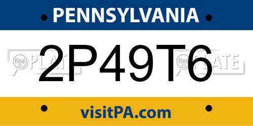 2P49T6 Pennsylvania License Plate