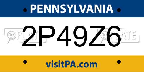 2P49Z6 Pennsylvania License Plate