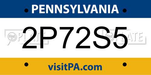 2P72S5 Pennsylvania License Plate