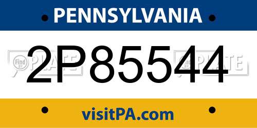 2P85544 Pennsylvania License Plate